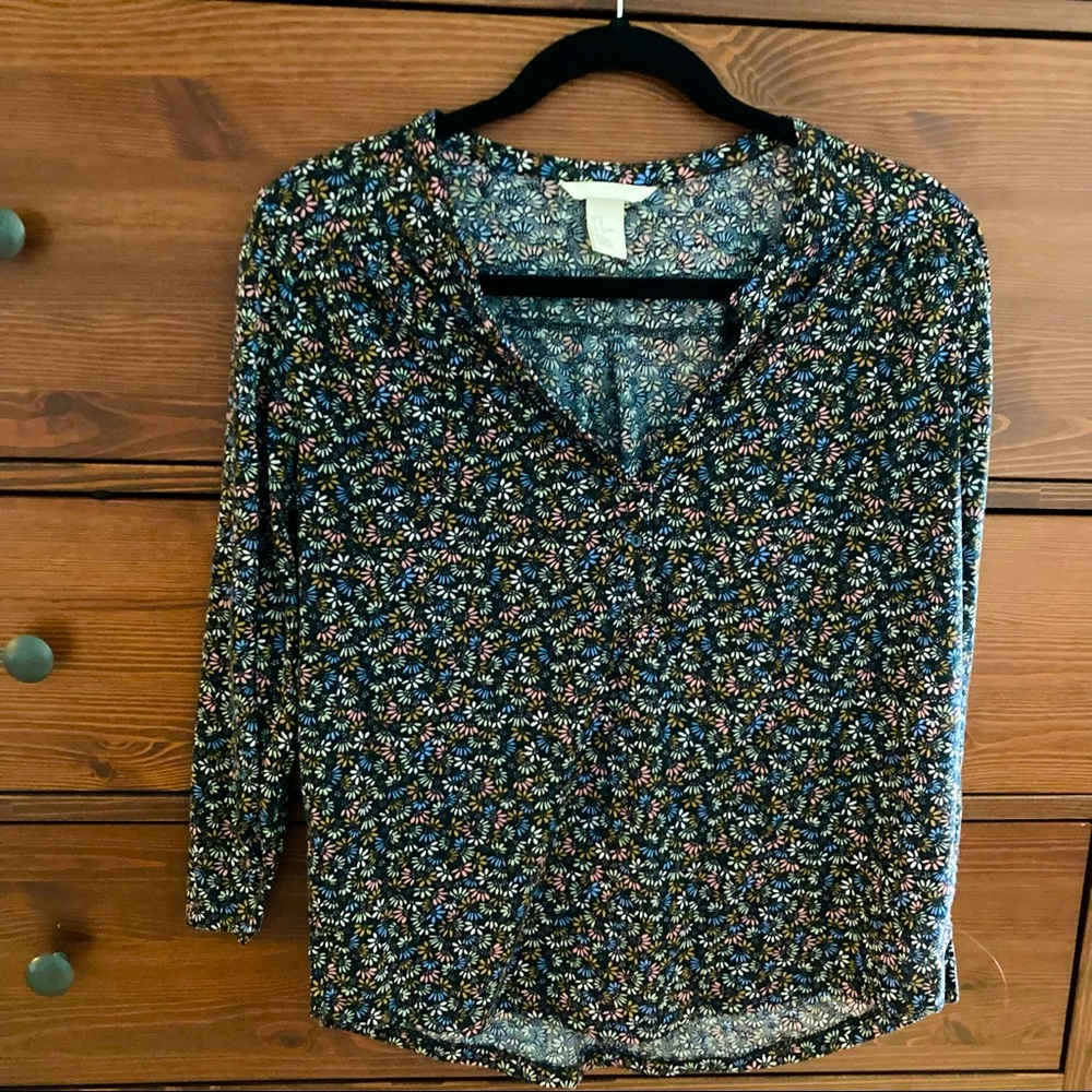 H&M floral henley blouse